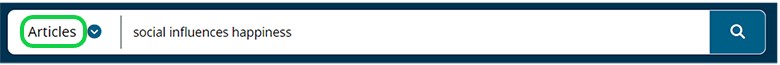 Articles choice in item type drop-down menu and keyword search of social influences happiness